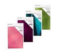 Craft Perfect - Confezione da 4 cartoncini specchiati da 250 g/m², colore: Turchese, Verde agrifoglio, Prugna mezzanotte, chiffon rosa)