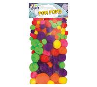 Craft Planet - Pom-PON, 100 pz, Colori Fluo Assortiti
