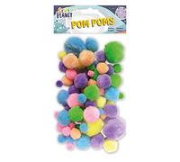 Craft Planet - Pom-PON, 100 pz, Colori Pastello Assortiti