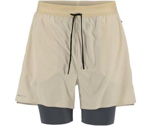 Craft - short stretch traspirante con calzoncini integrato - Hypervent 2-In-1 Shorts M Plaster per Uomo in Poliestere Riciclato - Taglia S - Beige