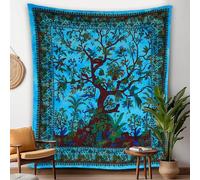 Craft Trade Blu Elefante Arazzo Telo da Parete Indiano Arazzi Appeso al Muro Boho Tapestry per Della Casa Soggiorno e Camera da Letto- 76 x 102 cm