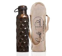 Craft Trade Borraccia in puro rame martellato con coperchio e borsa per il trasporto, per acqua potabile, senza BPA, a prova di perdite, aumenta l'immunità, supporta la salute digestiva e del fegato