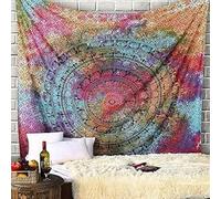 Craft Trade Mandala Multicolore Arazzo Telo da Parete Indiano Arazzi Appeso al Muro Boho Tapestry per Della Casa Soggiorno e Camera da Letto- 127 x 152 cm