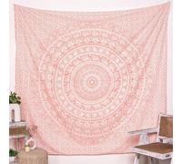 Craft Trade Mandala Rosa Arazzo Telo da Parete Indiano Arazzi Appeso al Muro Boho Tapestry per Della Casa Soggiorno e Camera da Letto- 213 x 228 cm