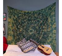 Craft Trade Mandala Verde Arazzo Telo da Parete Indiano Arazzi Appeso al Muro Boho Tapestry per Della Casa Soggiorno e Camera da Letto- 137 x 213 cm