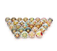 Craft Trade Multicolore Pomelli Delle Porte Pomello per Porta Dell'armadio Boho Ceramica Antica Tira le Hardware Manopole per Mobili da Cucina e Mobili- Set da 30