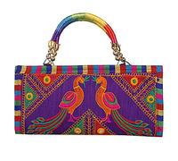 Craft Trade Pochette da donna Rajasthani ricamata a mano Jaipuri Art Borsa a tracolla indiana Pochette viola per regali per feste di nozze