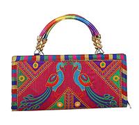 Craft Trade Rajasthani Mini Pochette per da Donna Indiano Jaipuri Art Borsa con Pochette a Tracolla Donne Ricamata a Mano per Festa di Nozze Matrimonio e Regali- Rosa scuro