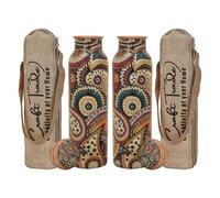Craft Trade Rame Bere Bottiglia D'acqua Puro Bottiglia di Rame con Coperchio E Borsa per il Trasporto 34 once/1000 ml A Prova di Perdite Ayurveda Bottiglia per Ufficio e yoga- Confezione da 2