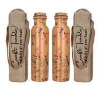 Craft Trade Rame Bere Bottiglia D'acqua Puro Bottiglia di Rame con Coperchio E Borsa per il Trasporto 34 once/1000 ml A Prova di Perdite Ayurveda Bottiglia per Ufficio e yoga- Confezione da 2