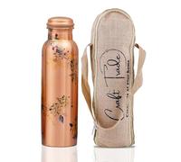 Craft Trade Rame Bere Bottiglia D'acqua Puro Multicolore Bottiglia di Rame con Coperchio E Borsa per il Trasporto 34 once/1000 ml A Prova di Perdite Ayurveda Bottiglia per Ufficio e yoga