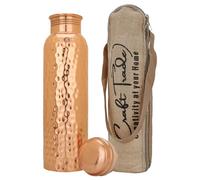 Craft Trade Rame Bere Bottiglia D'acqua Puro Naturale Bottiglia di Rame con Coperchio E Borsa per il Trasporto 34 once/1000 ml A Prova di Perdite Ayurveda Bottiglia per Ufficio e yoga