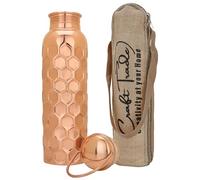 Craft Trade Rame Bere Bottiglia D'acqua Puro Naturale Bottiglia di Rame con Coperchio E Borsa per Trasporto 34 once/1000 ml A Prova di Perdite Ayurveda Bottiglia per Ufficio e yoga- Confezione da 2