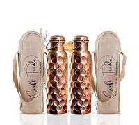 Craft Trade Rame Bere Bottiglia D'acqua Puro Naturale con Coperchio e Borsa per il Trasporto 34 once/1000 ml A Prova di Perdite Ayurveda Bottiglia per Ufficio e Yoga