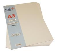 Craft UK 2012 A3 300gsm Hammered Card - Bianco (Confezione da 50 Fogli)
