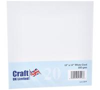 Craft UK 2019 - Carta da parati 12 x 12 cm, 250 g, confezione da 20 fogli, colore: Bianco