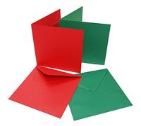 Craft UK 2038 Biglietto di Natale con busta 6x6" - Rosso/Verde (confezione da 40)