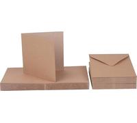 Craft UK 50 Biglietti in Carta Kraft con Buste, 15 x 15 cm, Cartoncino, 15.24 x 15.24 x 15.24 cm, unità