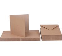 Craft UK 50 Biglietti e buste Kraft, 5 x 5", Marrone - Confezione da 50
