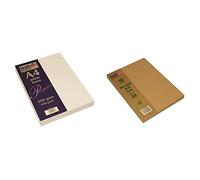 Craft UK W123 - Carta telata, confezione da 100 unità, formato A4, colore: bianco & Carta Kraft Marrone Formato A4, 280 g/mq, 50 Fogli, Cartoncino, Brown, 29.7 x 21 x 2.2 cm