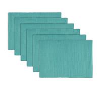 Craftbot - Tovagliette in 100% cotone a costine, set da 6, 30 x 40 cm, colore: Turchese