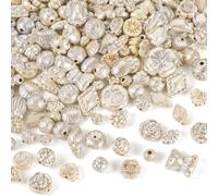 Craftdady 100 g di perline assortite in acrilico, a forma di foglia, fiori, perline in stile bohémien, per la creazione di bracciali, collane, orecchini, gioielli, colore bianco anticato