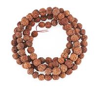 Craftdady 100 Perline Naturali Rudraksha Autentiche dell'Himalaya, Rotonde per Rosario Japa Mala, Collana Puja, Meditazione - Non Tinte