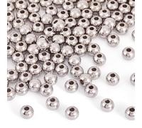 Craftdady 100pcs 6mm solido acciaio inossidabile perline rotonde metallo Rondelle distanziali per braccialetti, collane, gioielli, orecchini, foro di lavorazione: 2mm
