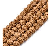 Craftdady 122 perline naturali non tinte di rudraksha autentiche dell'Himalaya, perline rotonde autentiche per rosario Japa Mala perline per preghiera collana Puja meditazione