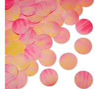 Craftdady 150 paillettes rotonde piatte da 52 mm, perline sfuse in PVC rosso, connettori iridescenti, con 2 fori, per ricamo, artigianato, campanelli a vento, creazione di gioielli