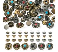 Craftdady 18 bottoni a pressione in lega con turchese sintetico vintage, fibbia in metallo, rivetti in lega, 18 x 9 mm, per vestiti, cappotti imbottiti in cotone, decorazione per giacche