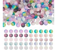 Craftdady 200 perline in vetro craquelé da 4 mm, perline rotonde in cristallo smerigliato, due tonalità, opache, per la creazione di gioielli, bracciali, collane, orecchini