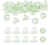 Craftdady 30 perline in acrilico a forma di fiore, perline verdi a forma di campana, multi petali, tappi terminali floreali meduse, perline per campanelli a vento, orecchini pendenti per la creazione