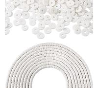 Craftdady, 3800 pezzi di perline Heishi in argilla polimerica, distanziatori piatti rotondi e piatti da 8 mm per la creazione di collane bohémien, girocollo surfista, gioielli bianchi