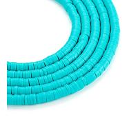Craftdady 3800Pcs 4mm Perline di Argilla Polimerica Distanziatori Rotondi e Piatti a Disco Heishi per la Creazione di Collane e Bracciali Stile Boho, Turchese Medio