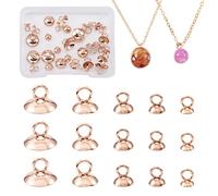 Craftdady 50 pezzi in acciaio inox con tappo a forma di globo in vetro a forma di bolla con anello semicondo, per sforare perline perle per la creazione di gioielli, oro rosa