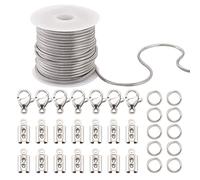 Craftdady 5M Catena in Acciaio Inox Rotonda a Serpente con Anello a Molla Moschettone e Gemme per Catene Fai Da Te Kit per Realizzare Collane Gioielleria per Uomini Donne
