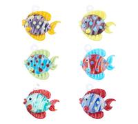 Craftdady 6 ciondoli in vetro lavorato a lume fatti a mano a forma di pesce tropicale, ciondoli a forma di animali marini, per fai da te, bracciali, collane, portachiavi, creazione di gioielli, 6