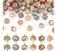 Craftdady 60 ciondoli rotondi da 14 mm in tessuto, mini ciondoli a sfera in tessuto, motivo floreale, per la creazione di gioielli fai da te, orecchini, collane, artigianato, decorazione penna,