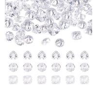 Craftdady - 60 perline di zirconia cubica trasparente, strass, cabochon sfaccettati, 3 stili, per charm, cristallo, diamante, per creazione di collane, gioielli, forcine per capelli