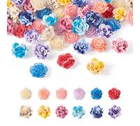 Craftdady 72Pcs Resina Rose Flower Bead Flat Back Cabochon Bottoni Floreali Due Toni Opaco Sticker Abbellimenti per Scrapbooking Clip di Capelli Decor