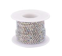 Craftdady - Catena con strass, 9 metri, 2 mm, catena con cristalli color aurora boreale, per lavori di cucito e per la realizzazione di collane e bracciali, placcata argento