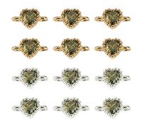 Craftdady Ciondoli a forma di cuore in ottone con pavé di zirconia cubica, doppi anelli a forma di cuore, con strass, per la creazione di gioielli, 9x5x3.5mm, Zirconia cubica