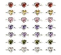 Craftdady Ciondoli a forma di cuore in ottone con pavé di zirconia cubica, doppi anelli a forma di cuore, con strass, per la creazione di gioielli, 9x5x3.5mm, Zirconia cubica