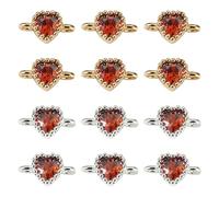 Craftdady Ciondoli a forma di cuore in ottone con pavé di zirconia cubica, doppi anelli a forma di cuore, con strass, per la creazione di gioielli, 9x5x3.5mm, Zirconia cubica