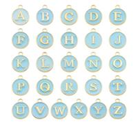 Craftdady - Ciondolo a forma di disco con lettere iniziali, smaltato, 26 pezzi, per collane, bracciali, gioielli (azzurro)