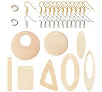 Craftdady - Kit per realizzare orecchini, Naturale Geometrico Pendenti in Legno Orecchini in Legno Grezzo con Foro per Orecchini Fai da Te Gioielli Artigianali Che Fanno, totale 144 pezzi.