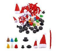 Craftdady, mini sciarpe di Babbo Natale e cappelli colorati in miniatura, cappelli e platiche, colore nero, per artigianato, bambola, pupazzo di neve, decorazione per bottiglie di vino 120 pezzi