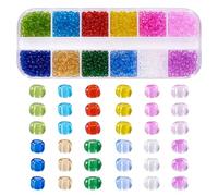 Craftdady Perline rotonde in vetro 8/0 trasparenti, 12 colori, mini 3 mm, lisce perline distanziali in scatola per la creazione di gioielli, orecchini, bracciali, collane, artigianato, foro: 1 mm