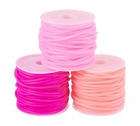 Craftdady Tubo cavo tubolare in PVC da 30 m, in gomma sintetica, 2 mm, filo di memoria avvolto intorno alla bobina di plastica bianca rosa, per collane, bracciali, lavori a maglia e creazione di